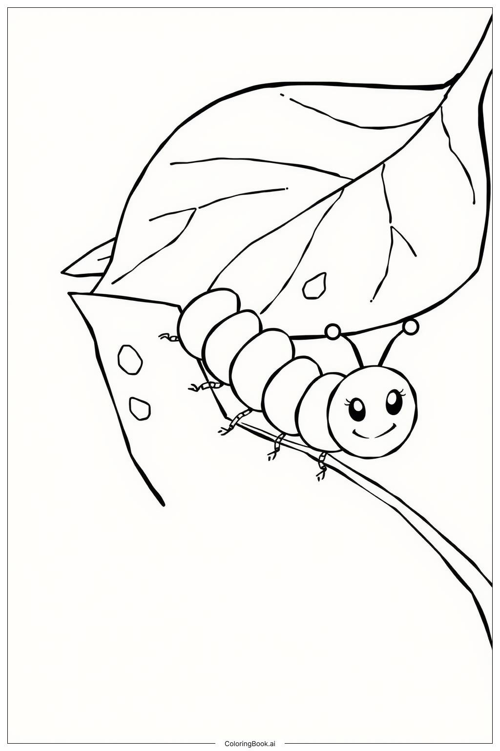  Leaf with a Caterpillar on It Coloring Page 