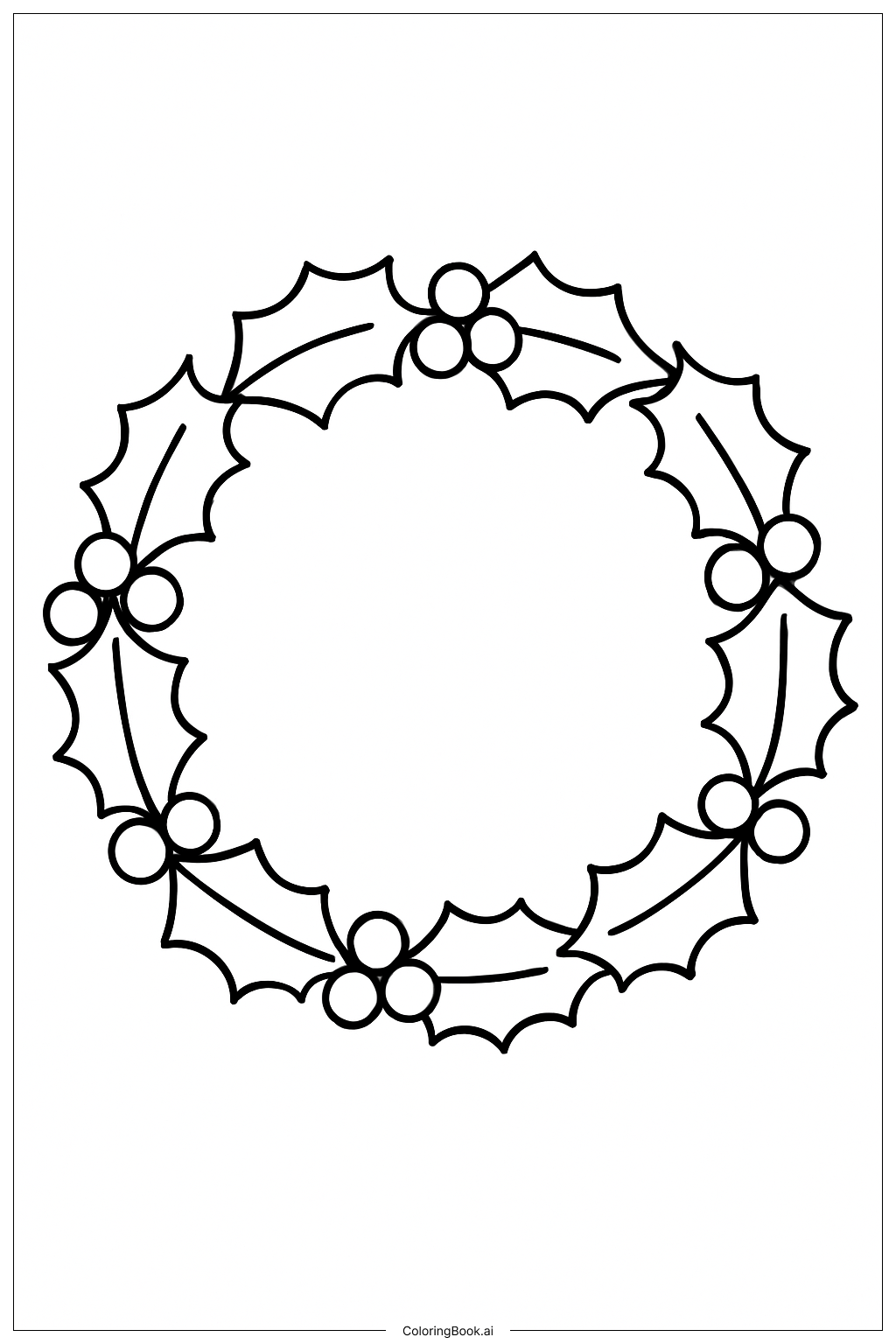  お祝いの冬のリースの塗り絵ページ 