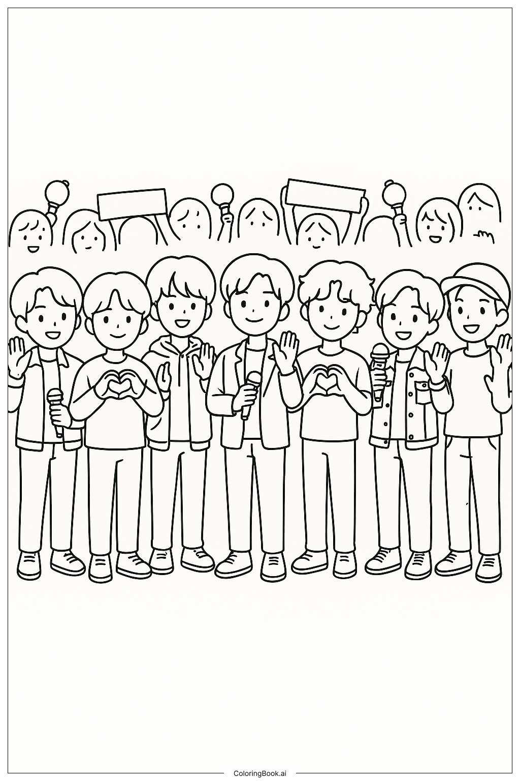 Page de coloriage BTS Lors d'une Rencontre avec des Fans 