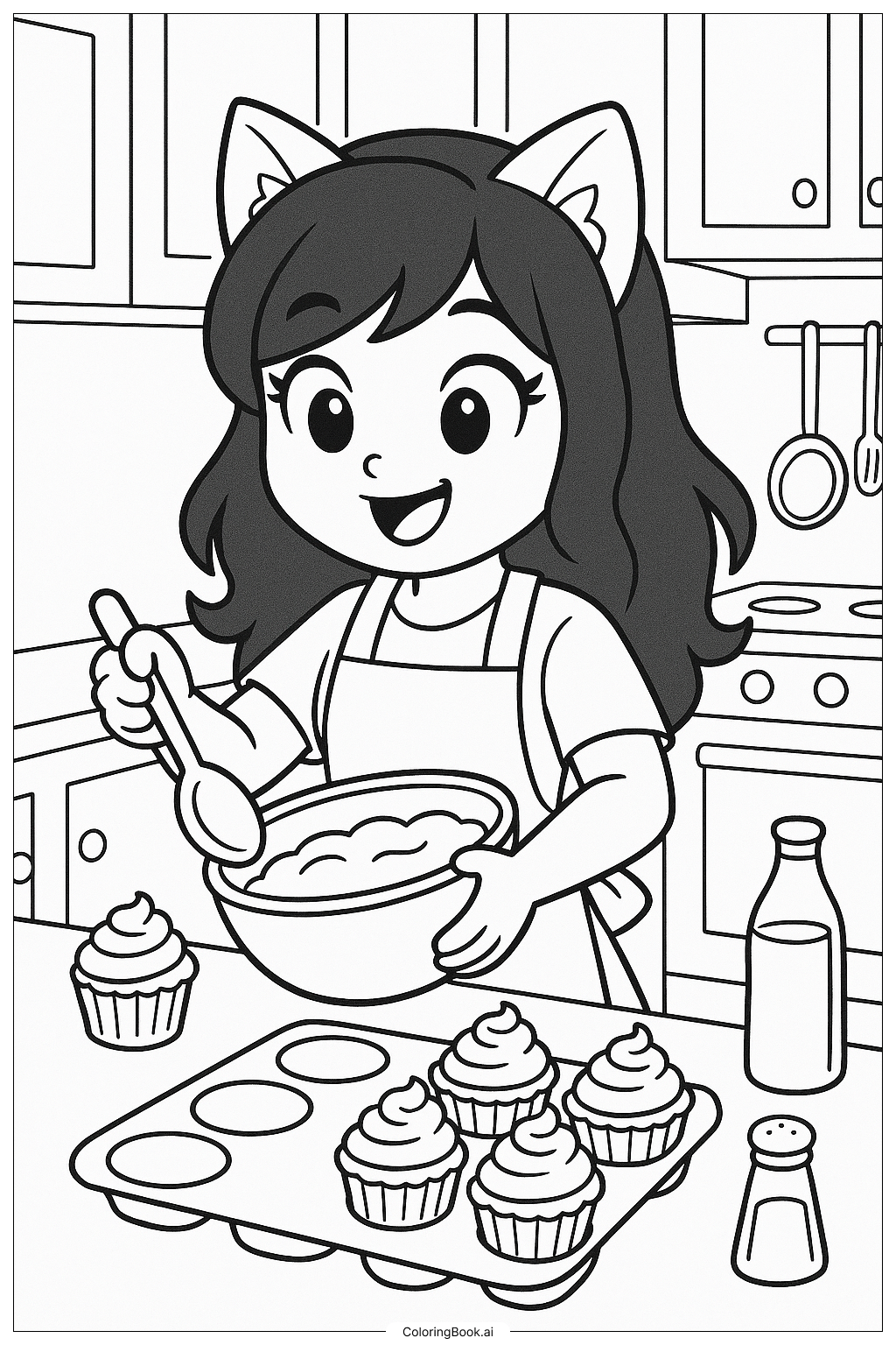  Aphmau Baking Cupcakes In The Kitchen Coloring Page 