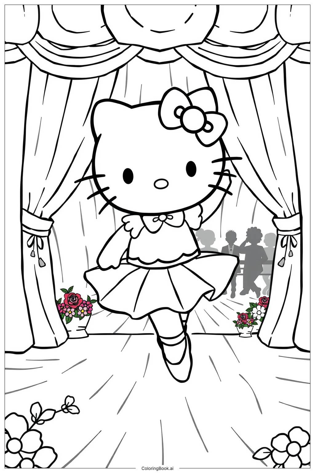  Page de coloriage hello kitty déguisée en ballerine-2 