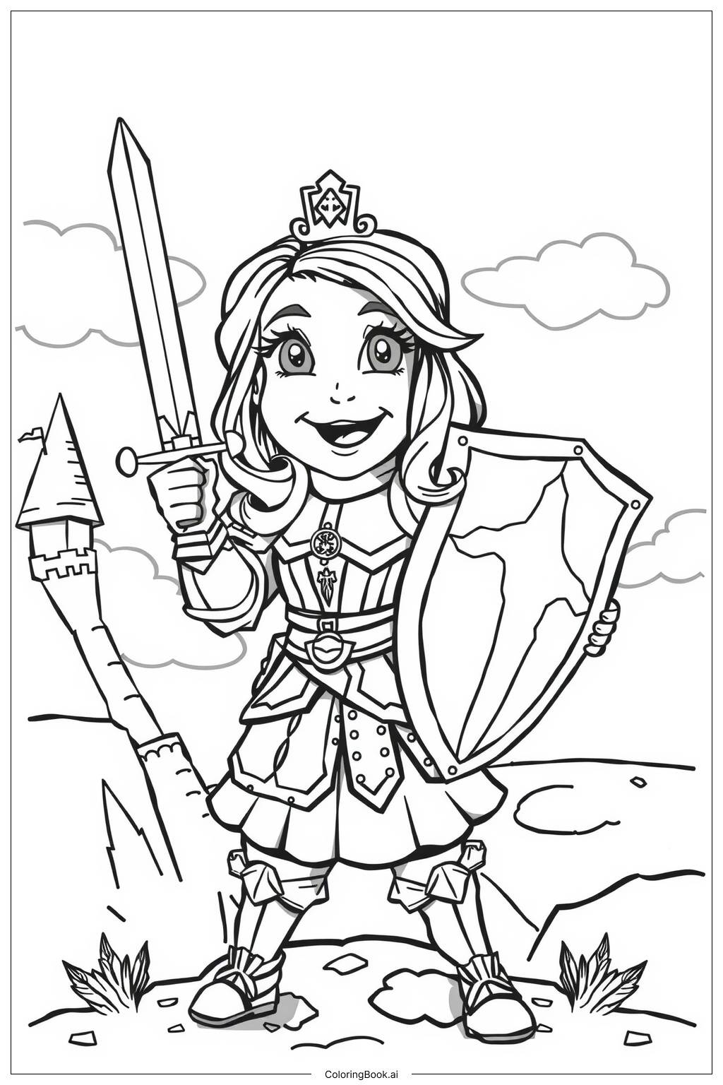  Nella the Princess Knight on Adventure Coloring Page 