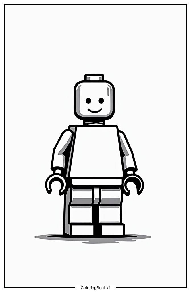  Página para colorear de Robot de Lego durante el proceso de ensamblaje 