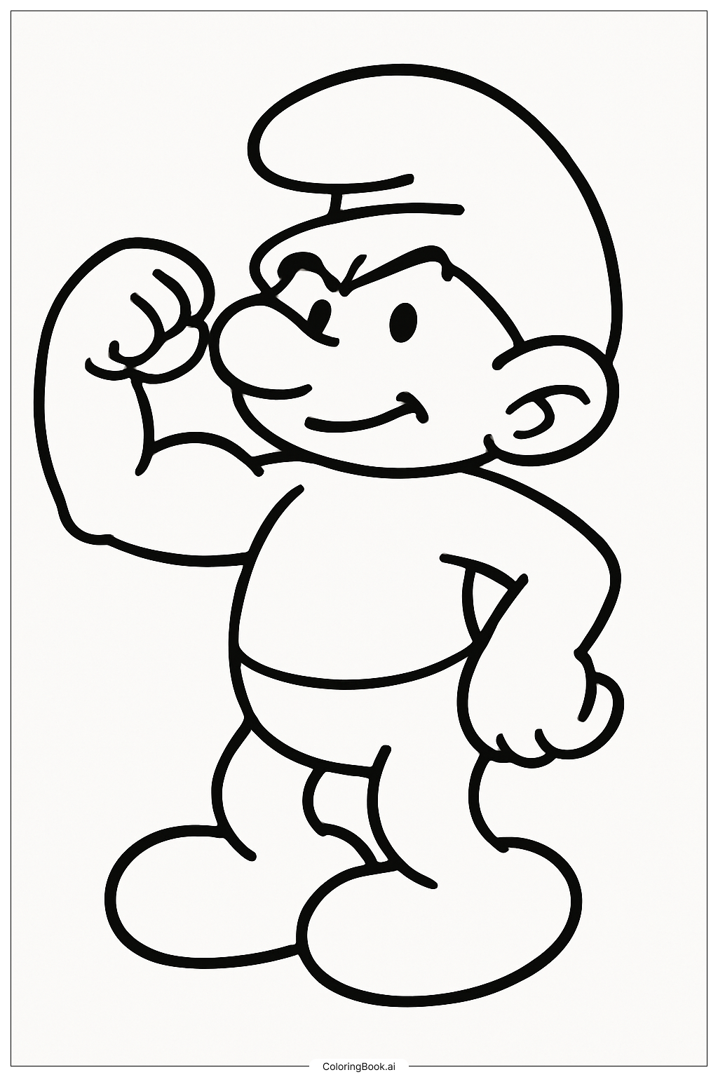  Hefty Smurf Showing His Muscle Coloring Page 