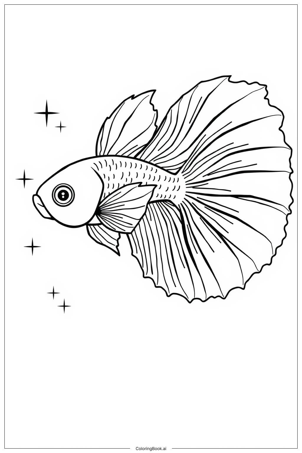  Page de coloriage Poisson Betta Nagé Gracieusement 