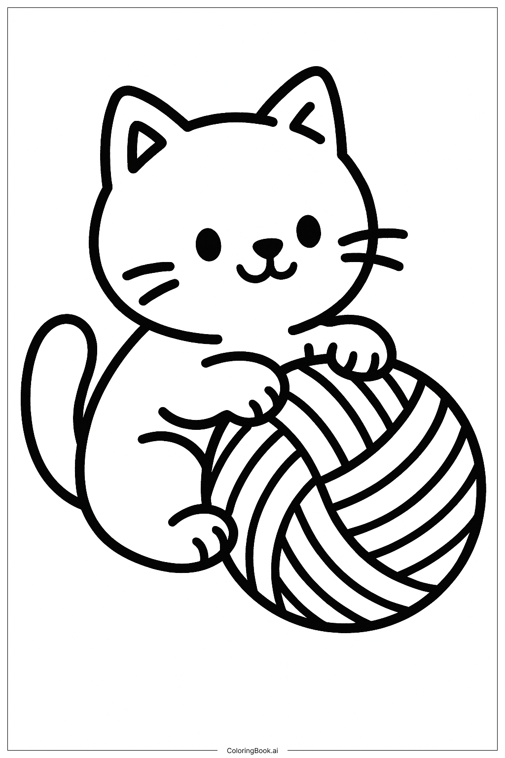  鲍比·古兹的猫咪和毛线球填色页 