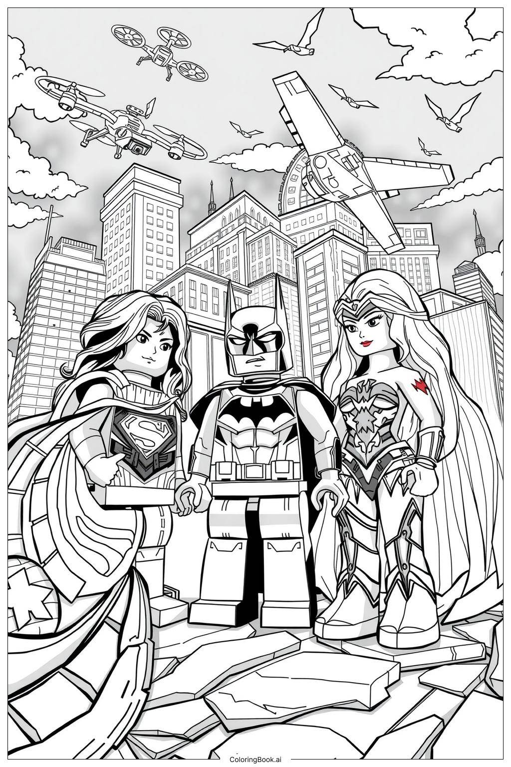  Lego Justice League Heroes Team-Up Coloring Page 