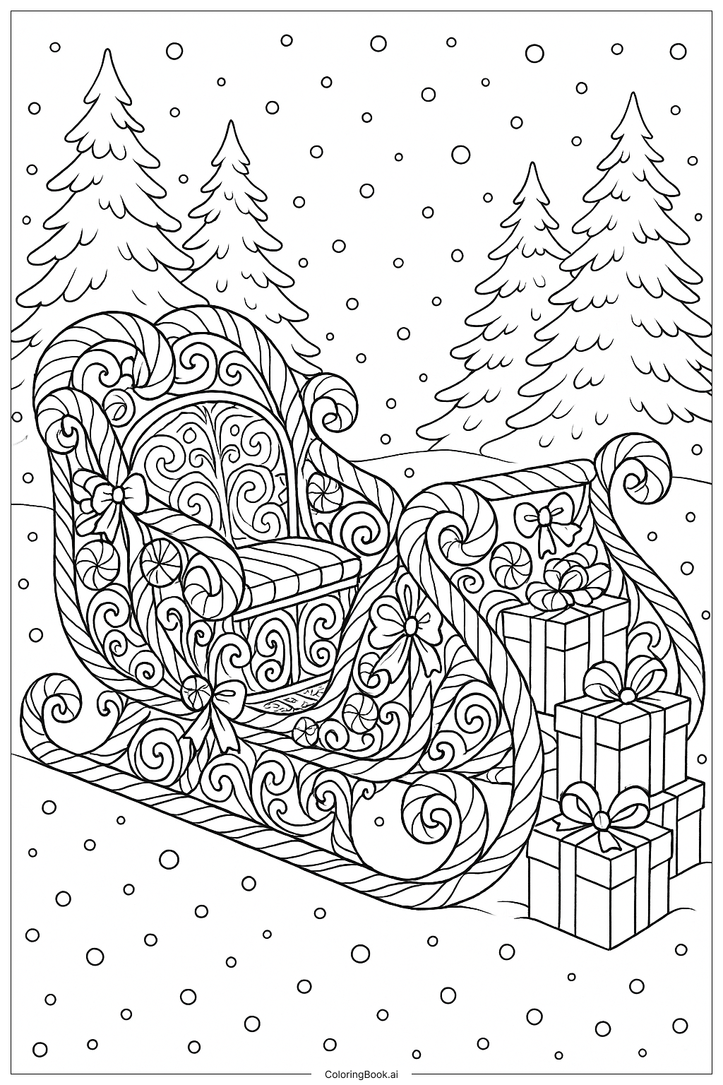  An Elaborate Sleigh Made From Candy Canes Coloring Page 