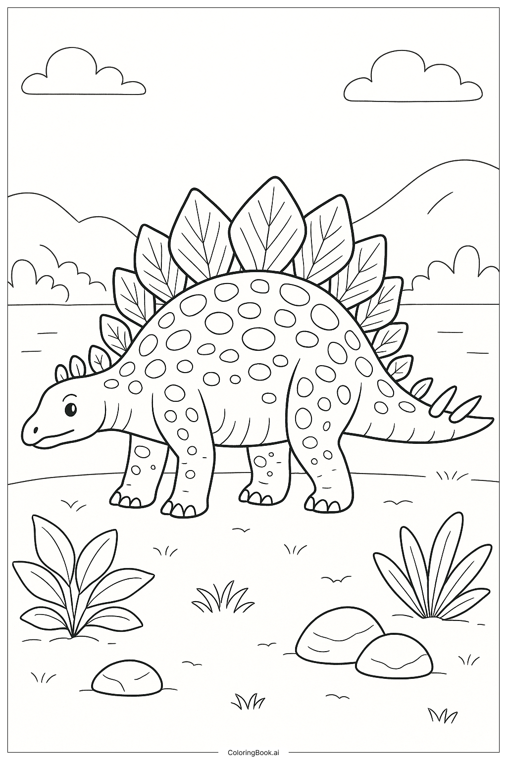Stegosaurus mit detaillierten Hautmustern Ausmalseite