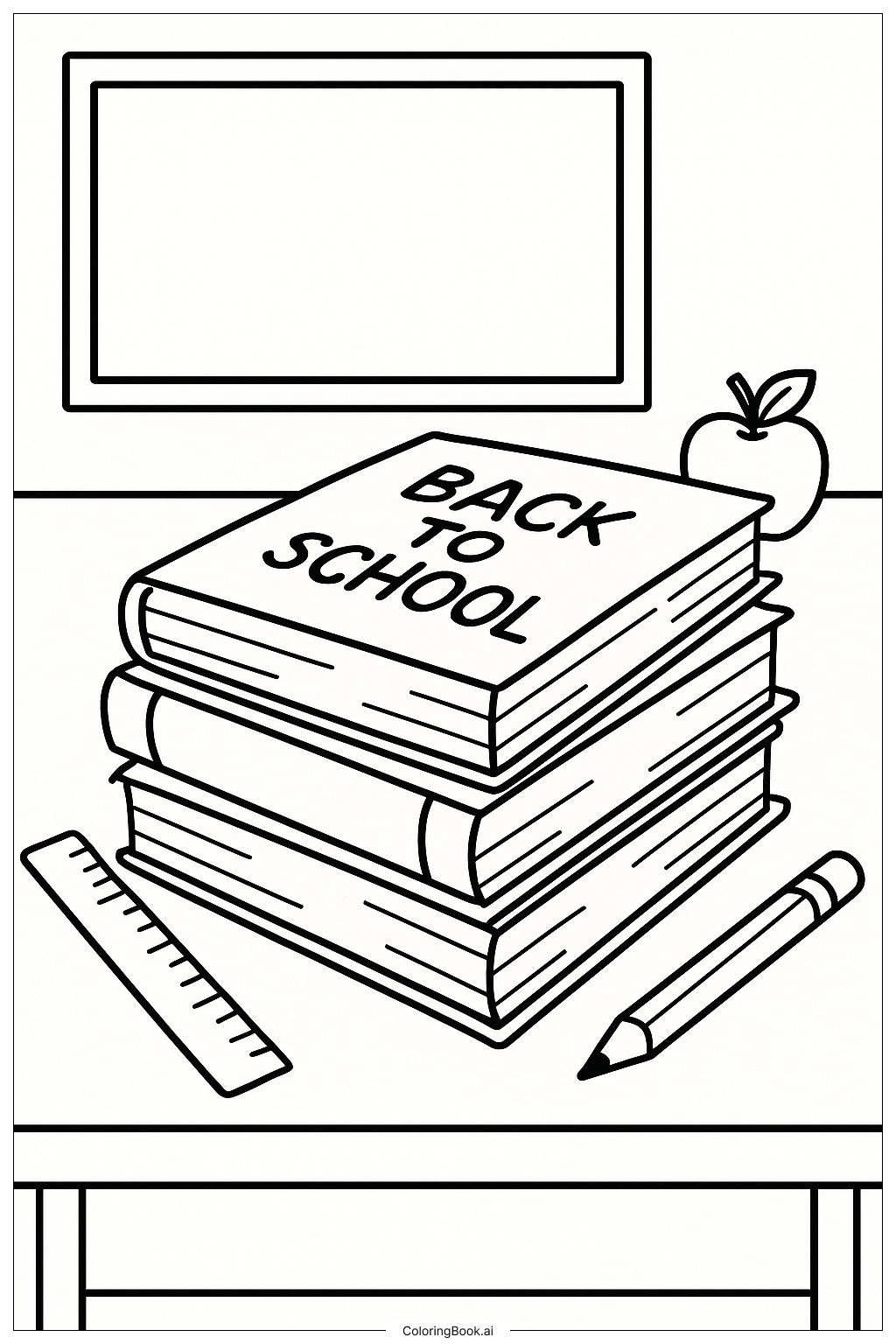 Page de coloriage Une Pile de Manuels pour la Rentrée 