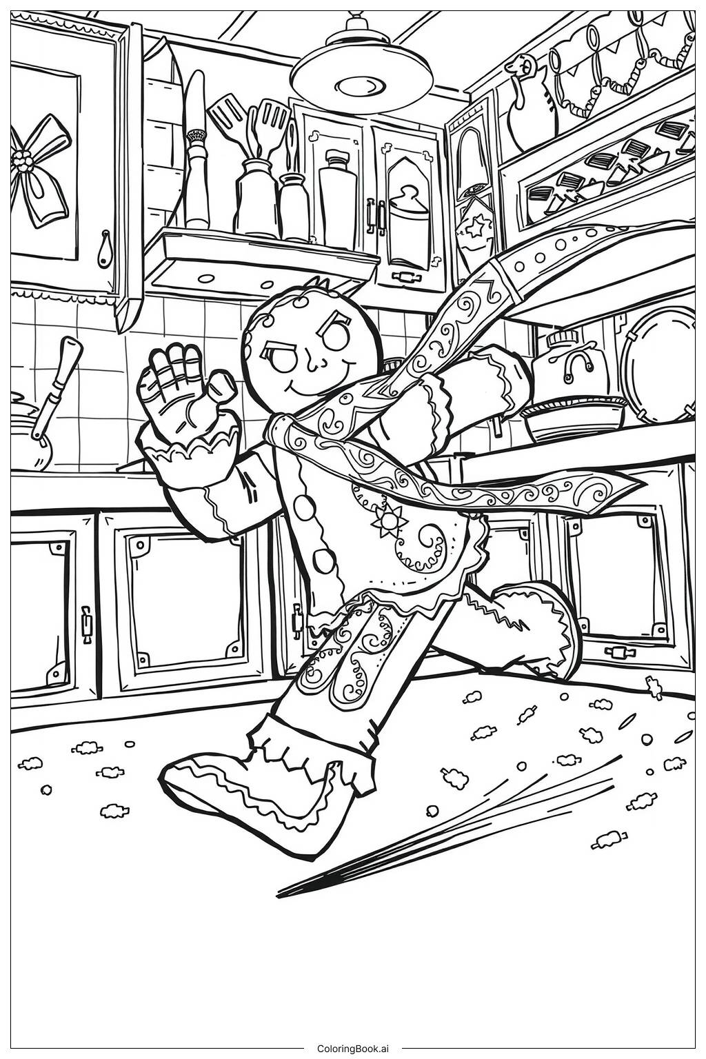  Gingerbread Man Running Away Coloring Page 