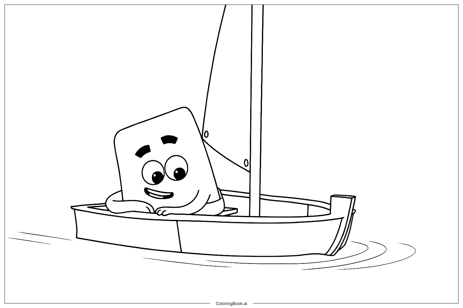  Blue In His Little Blue Boat. Coloring Page 