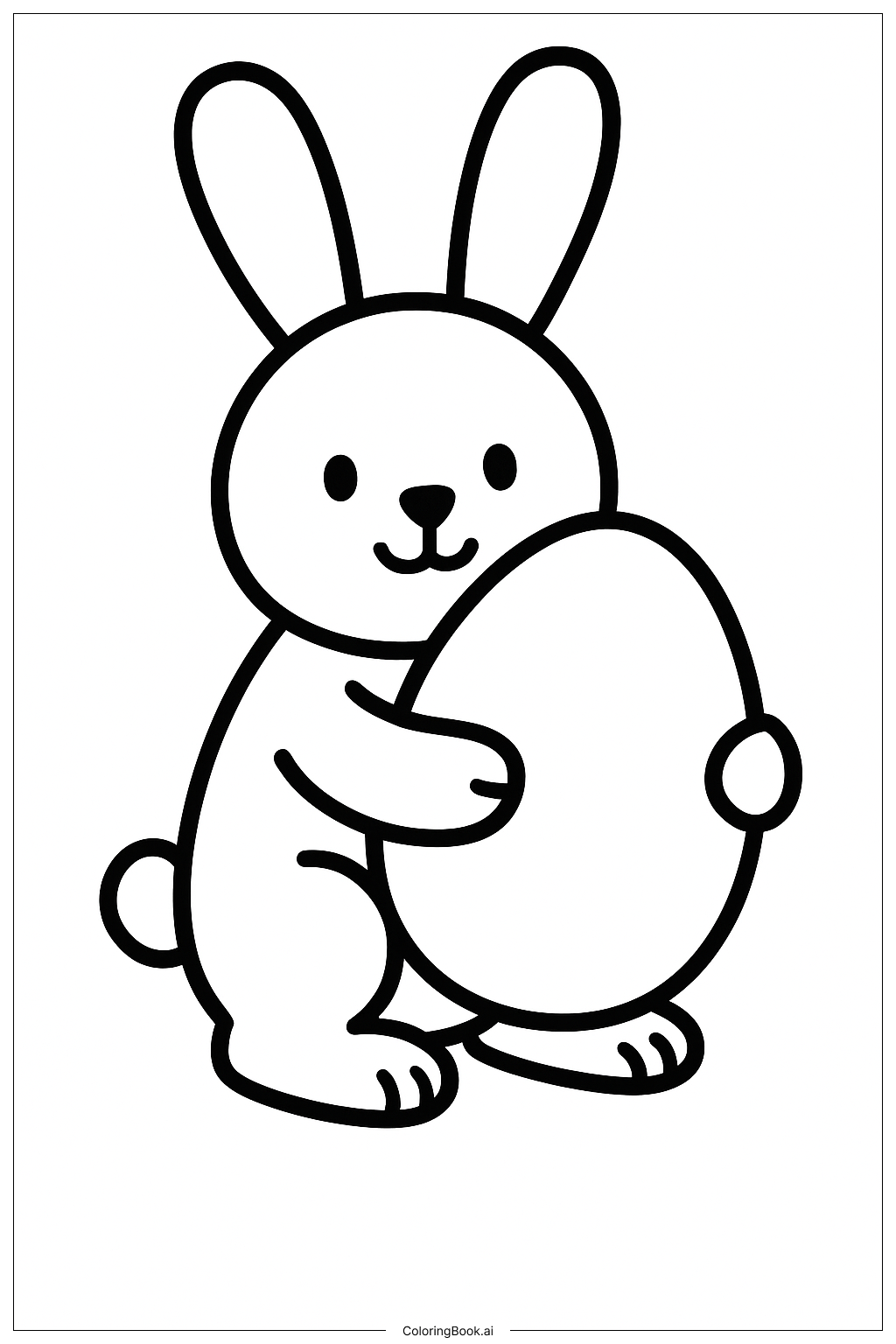 Easter Bunny With A Big Egg Coloring Page