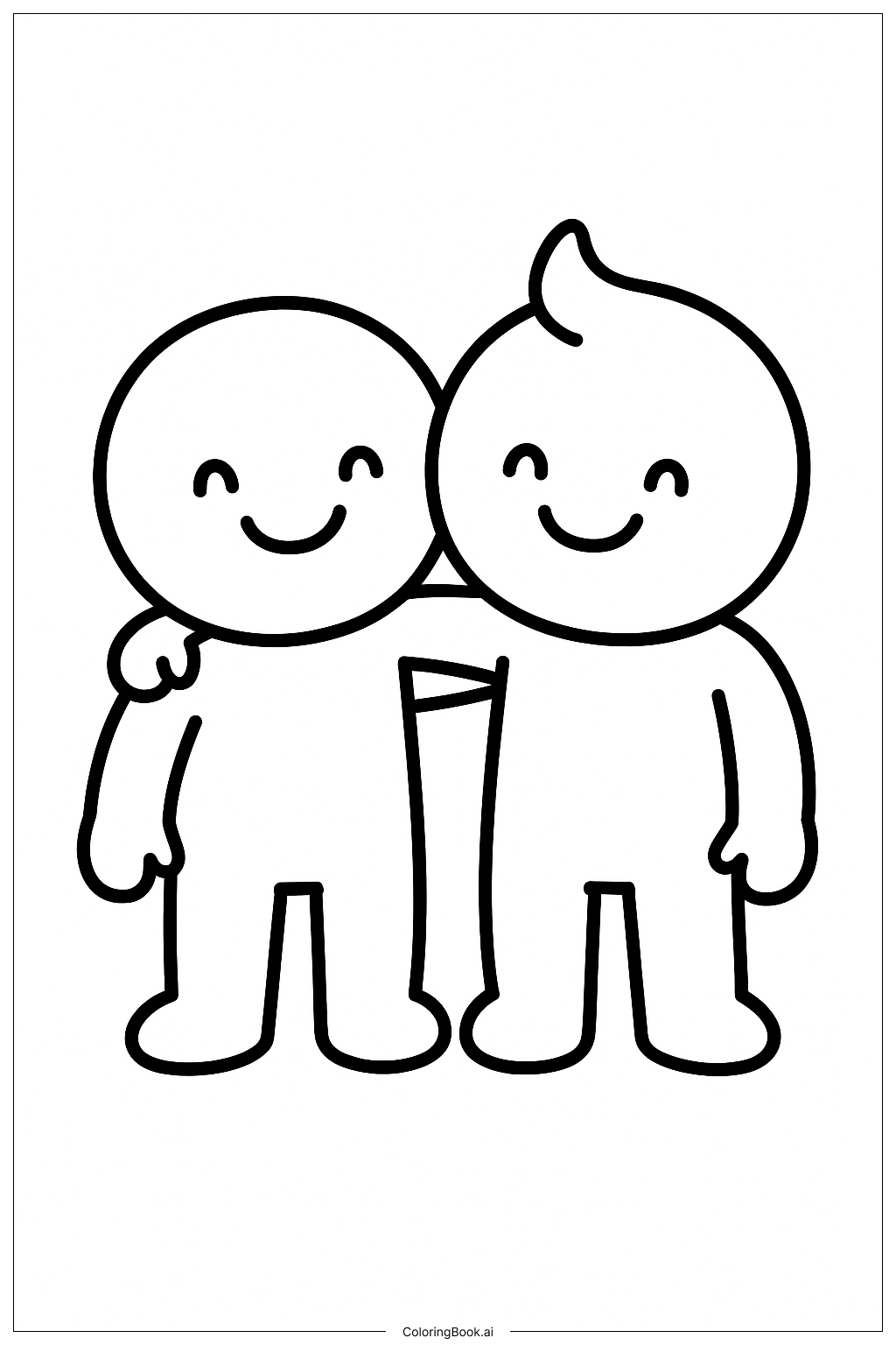  Gemütliche Freunde Stehen Zusammen Ausmalseite 