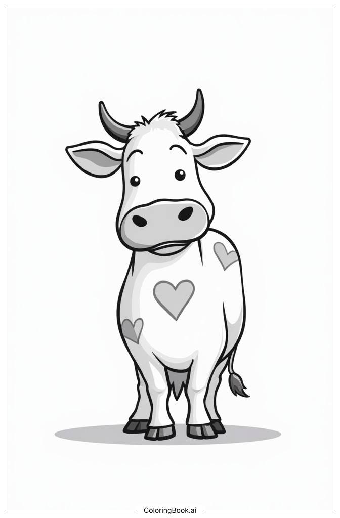  Cow with heart-shaped spots on body Coloring Page 