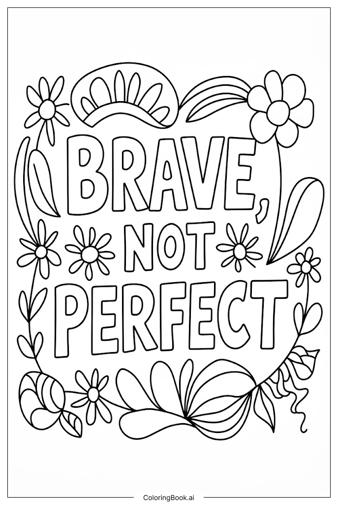  Página para colorear de Inspirador Sé Valiente No Busques la Perfección 