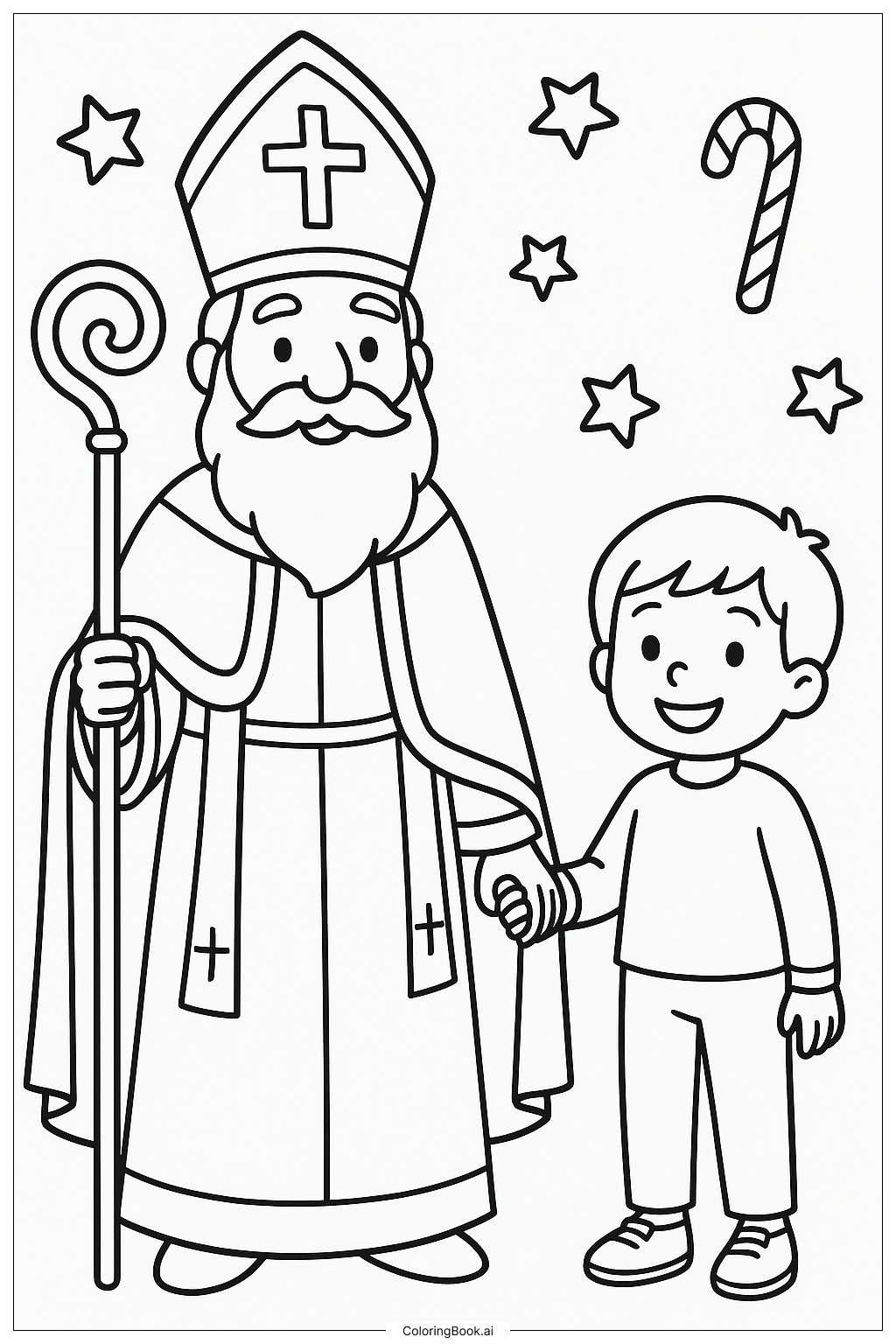 어린 아이와 함께한 성 니콜라스 색칠공부 페이지