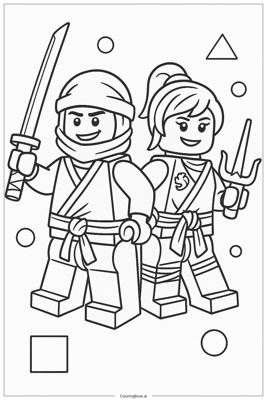  Ninjago Jay And Nya Back To Back Ausmalseite 
