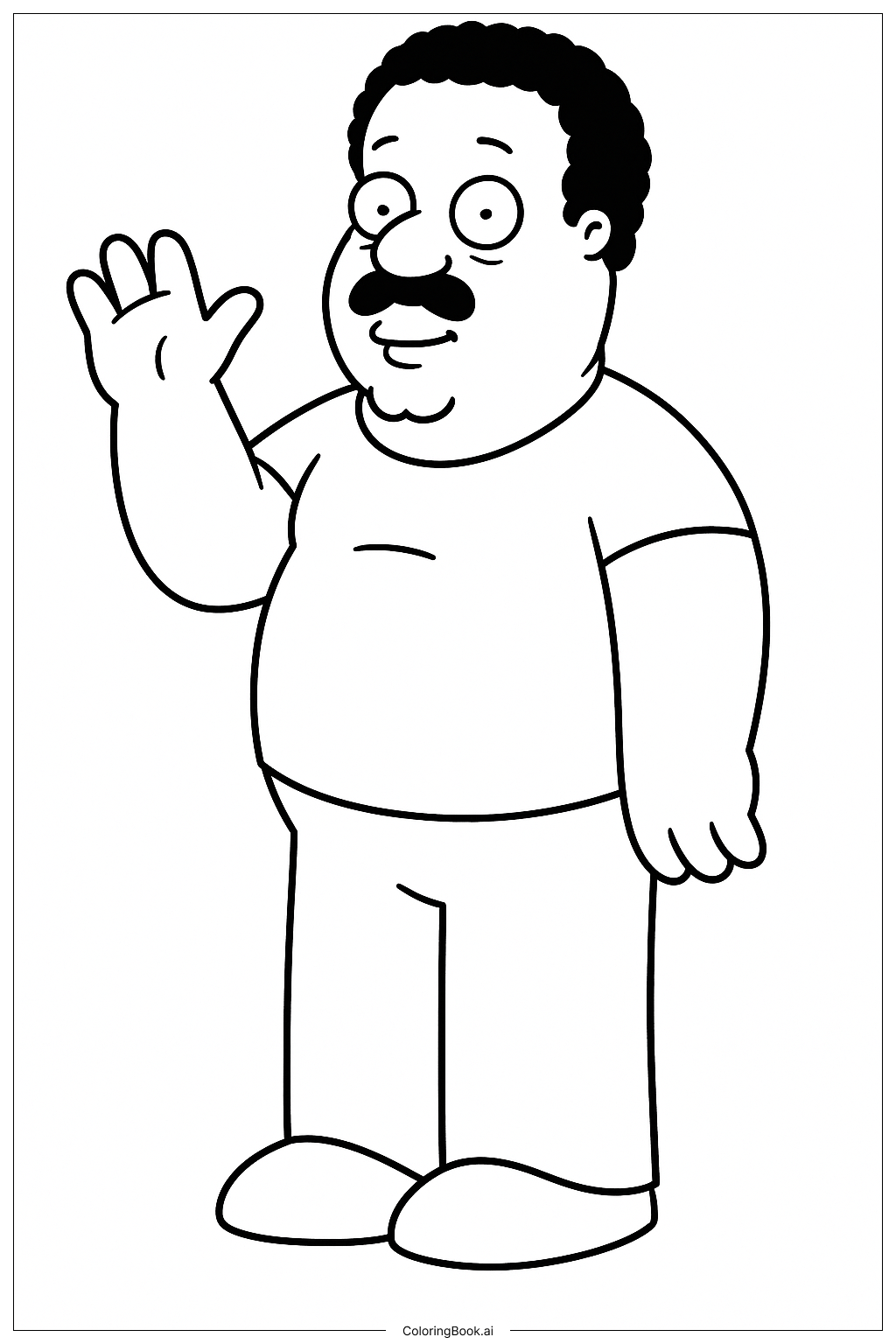  Family Guy Cleveland Brown Waving Coloring Page 
