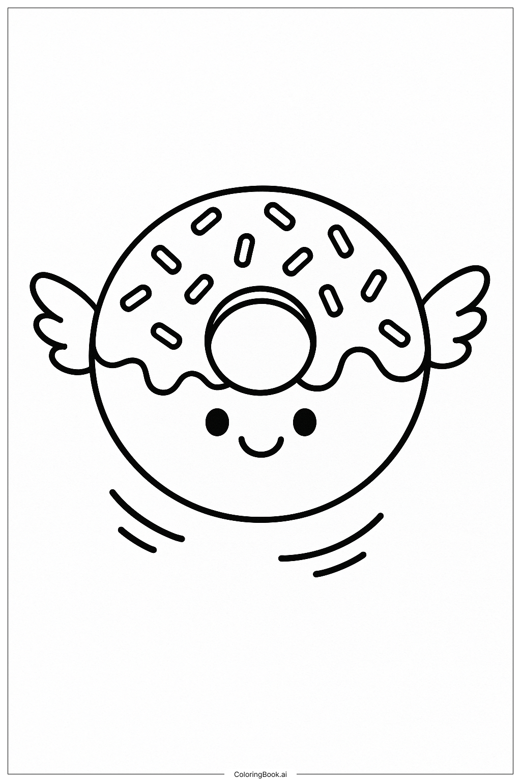  Donut Flying With Tiny Wings Coloring Page 