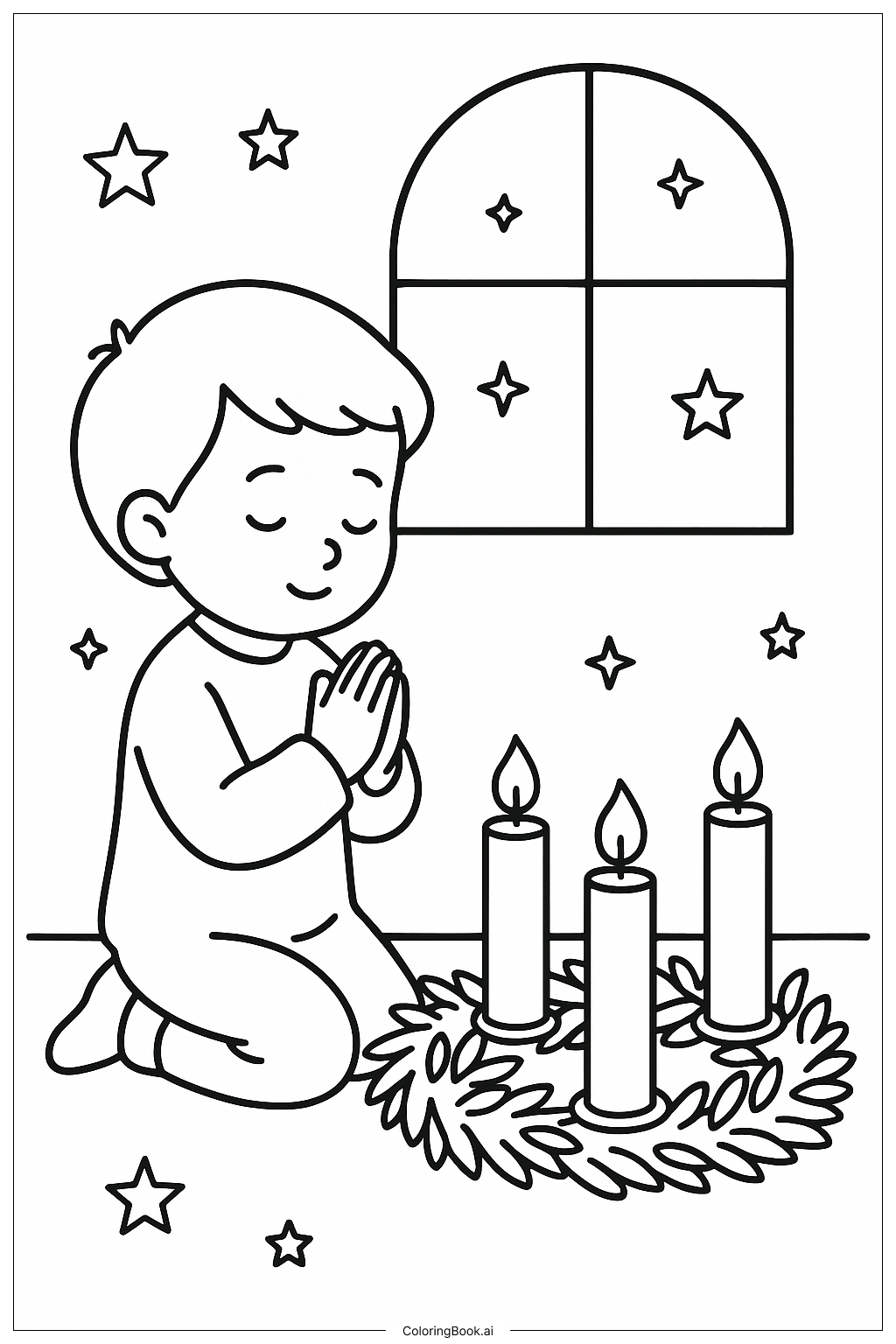  대림절을 위한 아이의 기도 색칠공부 페이지 