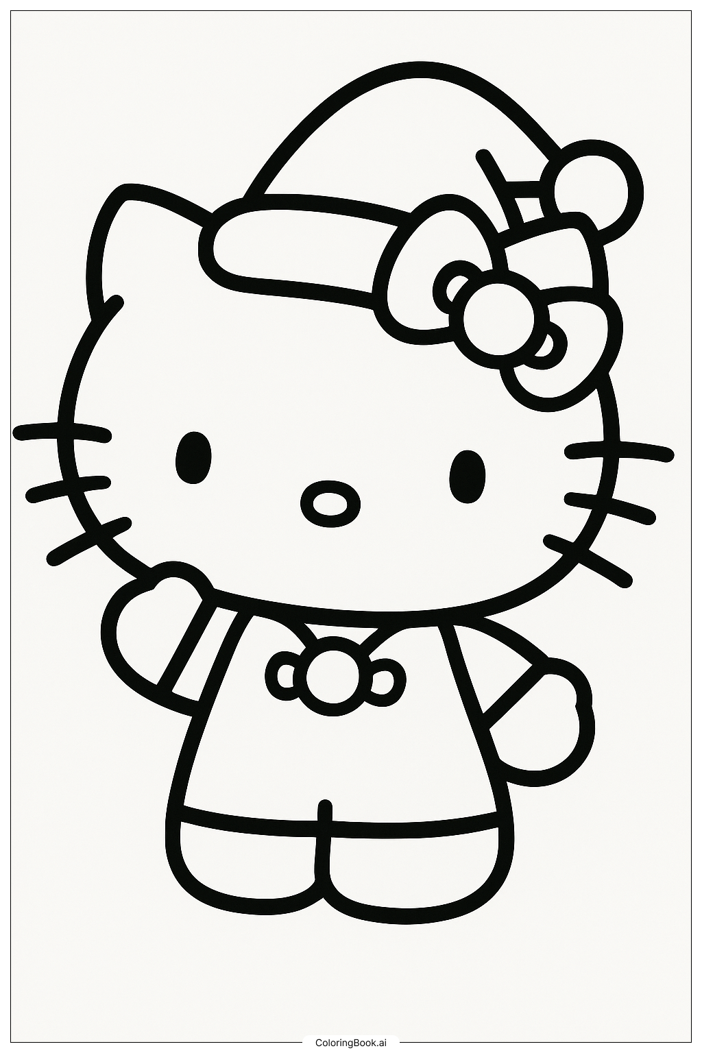  Hello Kitty With A Santa Hat Coloring Page 