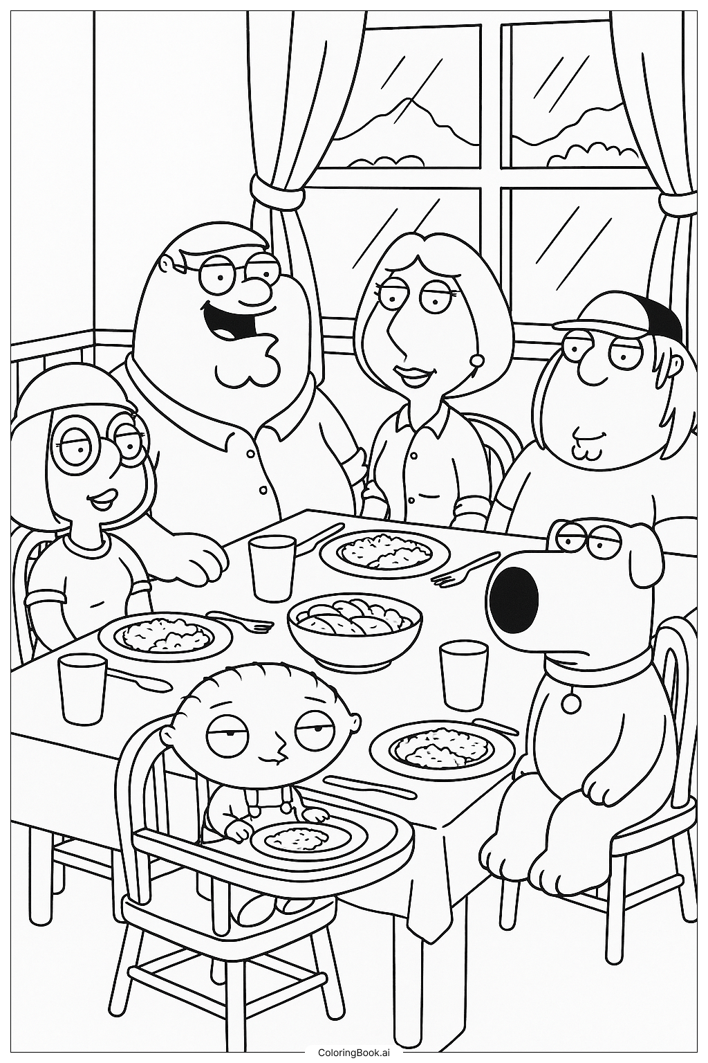 Family Guy Family Dinner Scene Coloring Page 