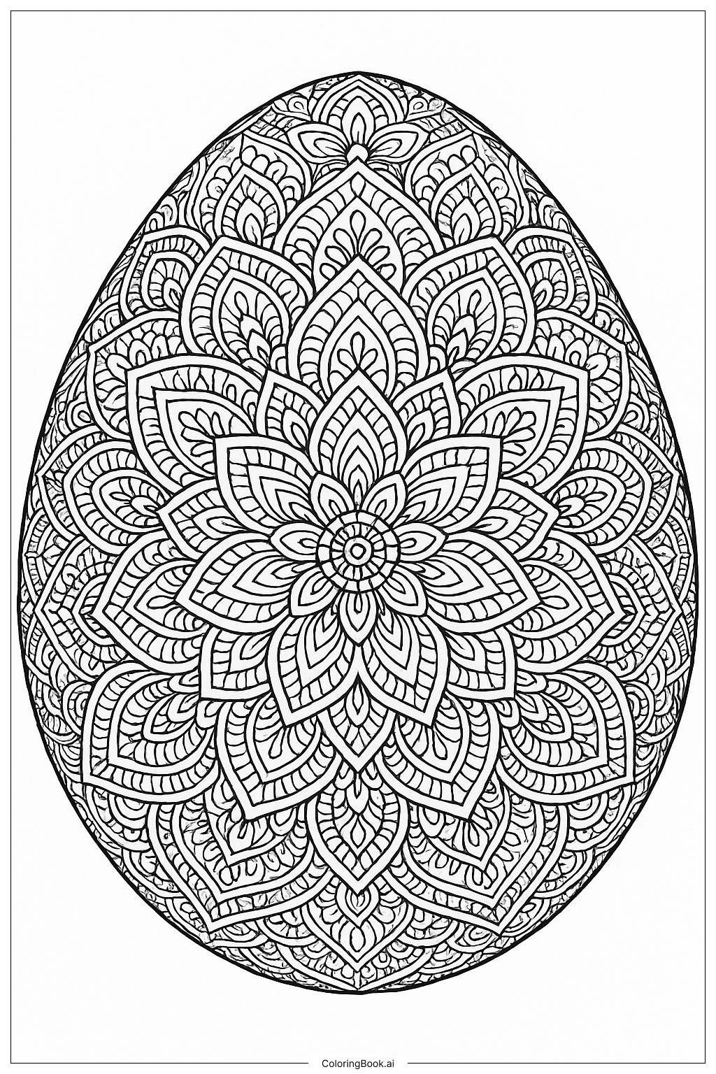  A Detailed Mandala Pattern On An Egg Coloring Page 