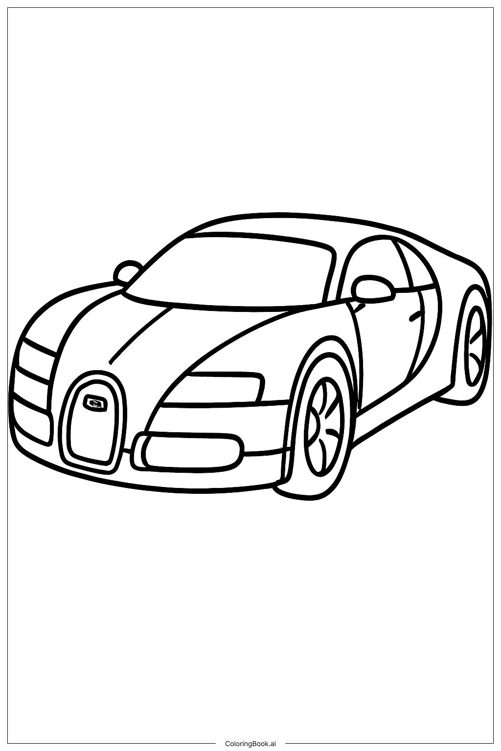  Bugatti And A Shining Sun Coloring Page 