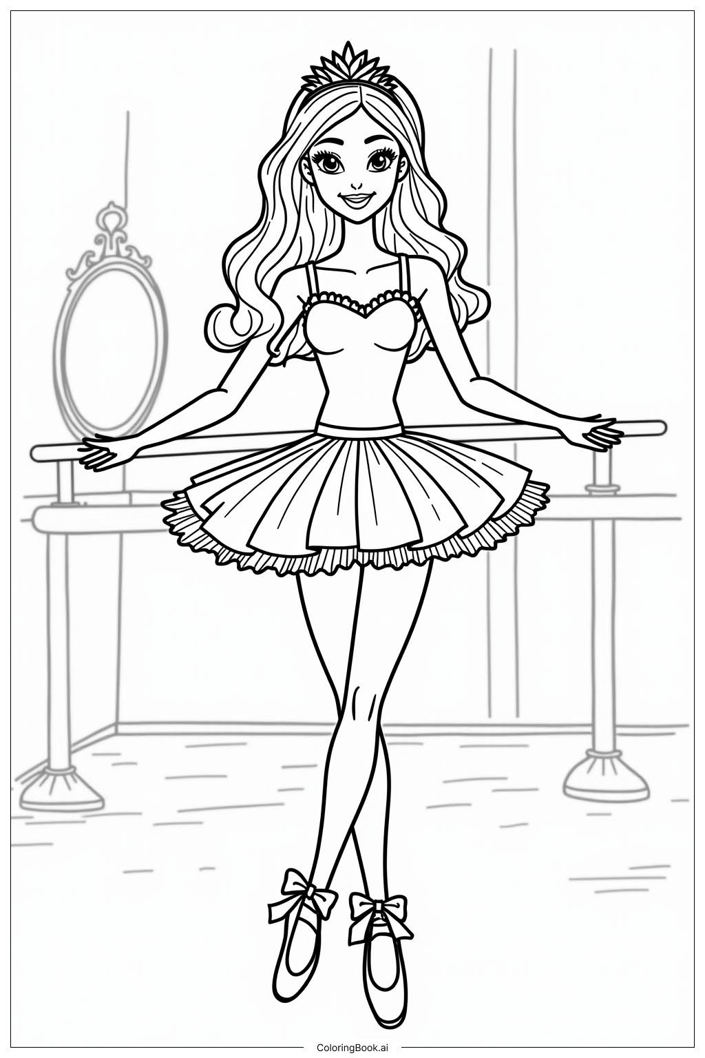  Barbie Ballerina in a Pink Tutu Coloring Page 