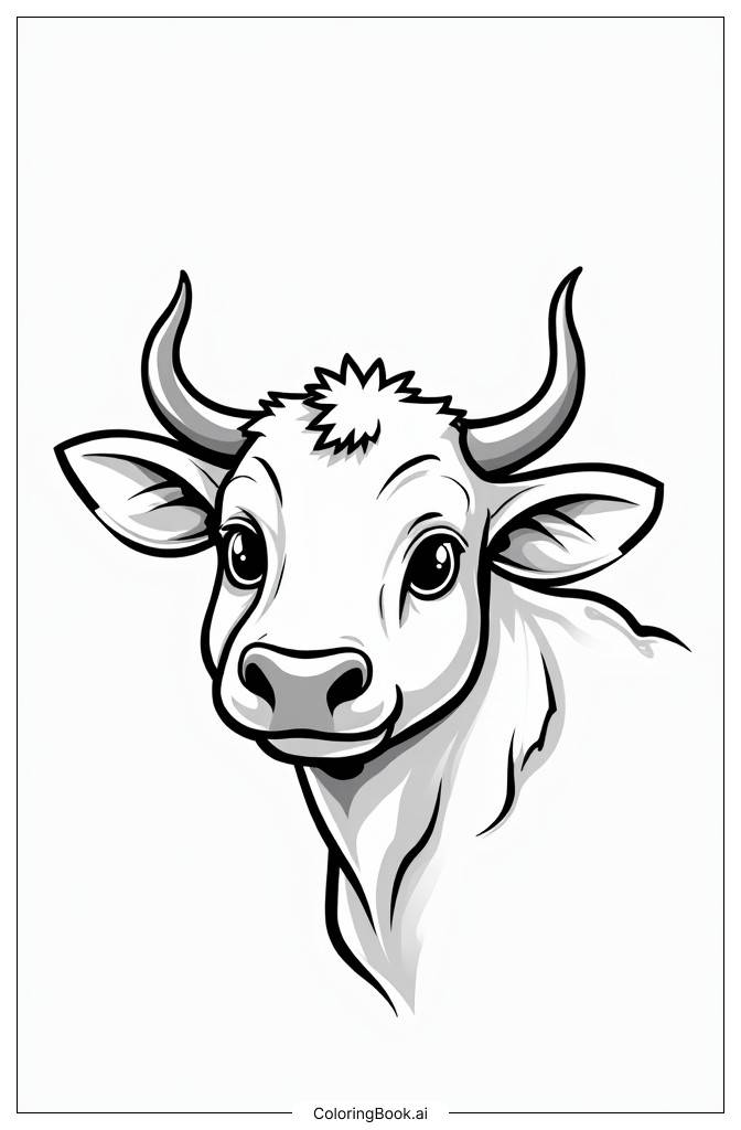  Close-up of a baby Highland cow's face Coloring Page 