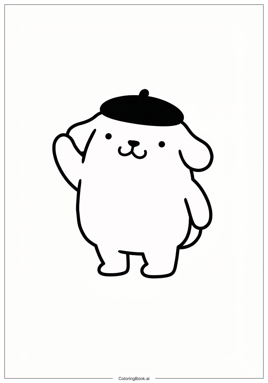  胖胖狗揮手哈囉著色頁 