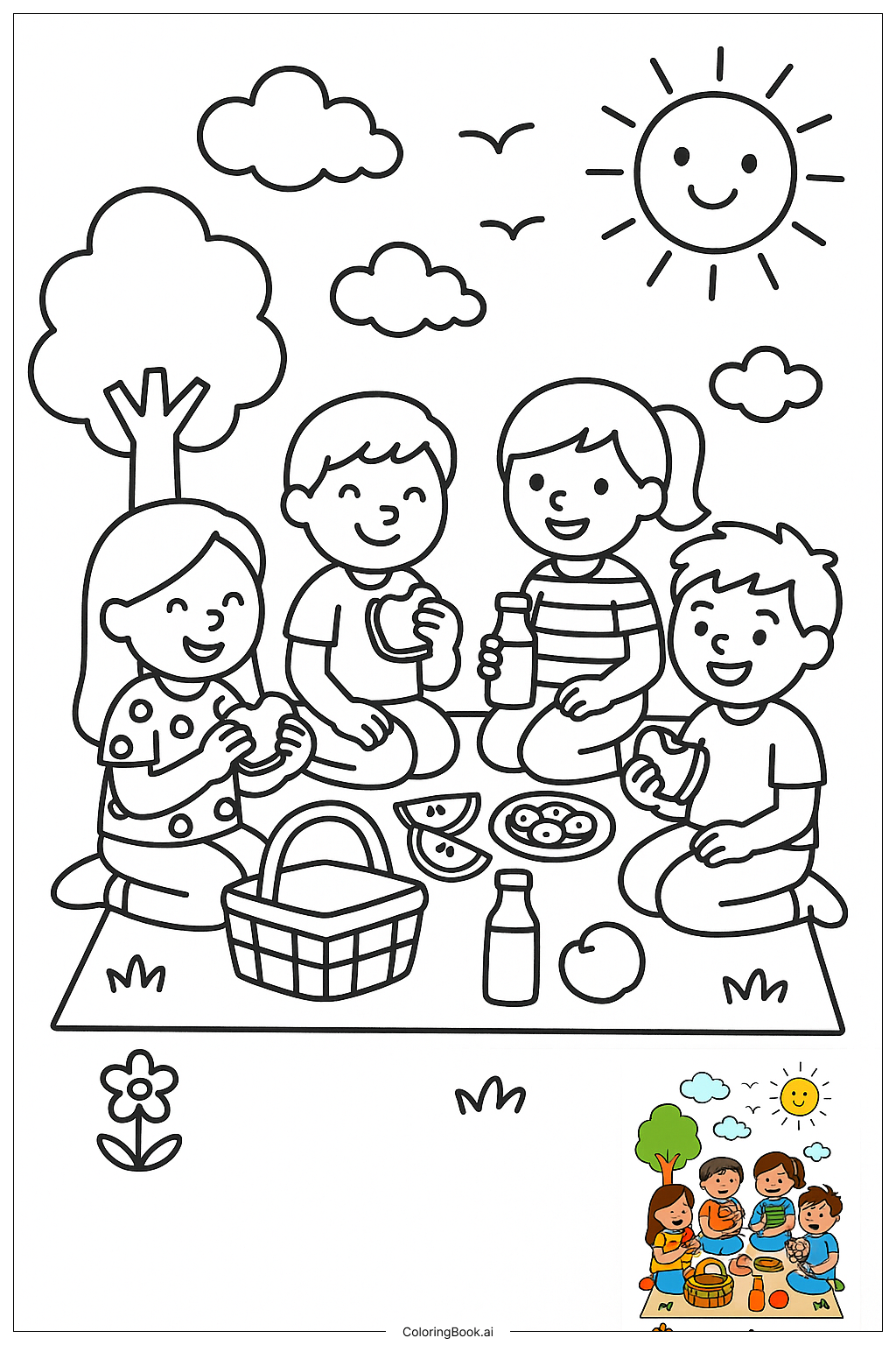  Group Of Friends Having A Picnic Together著色頁 