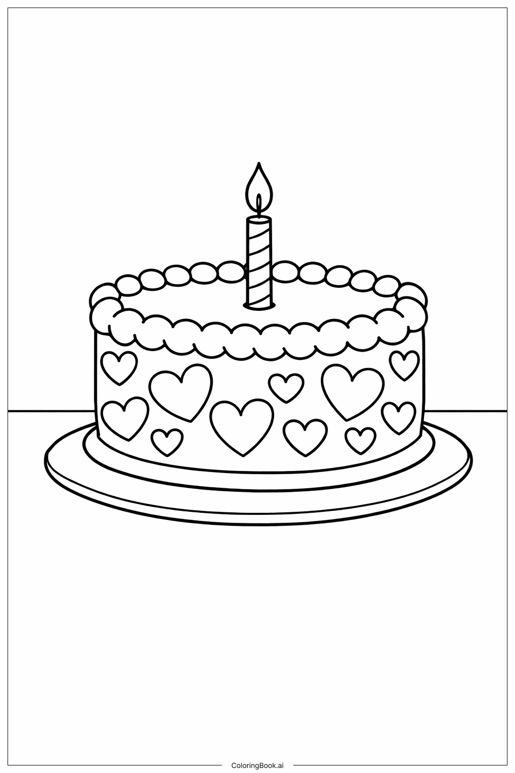  Página para colorir de Bolo de Fevereiro na Mesa 