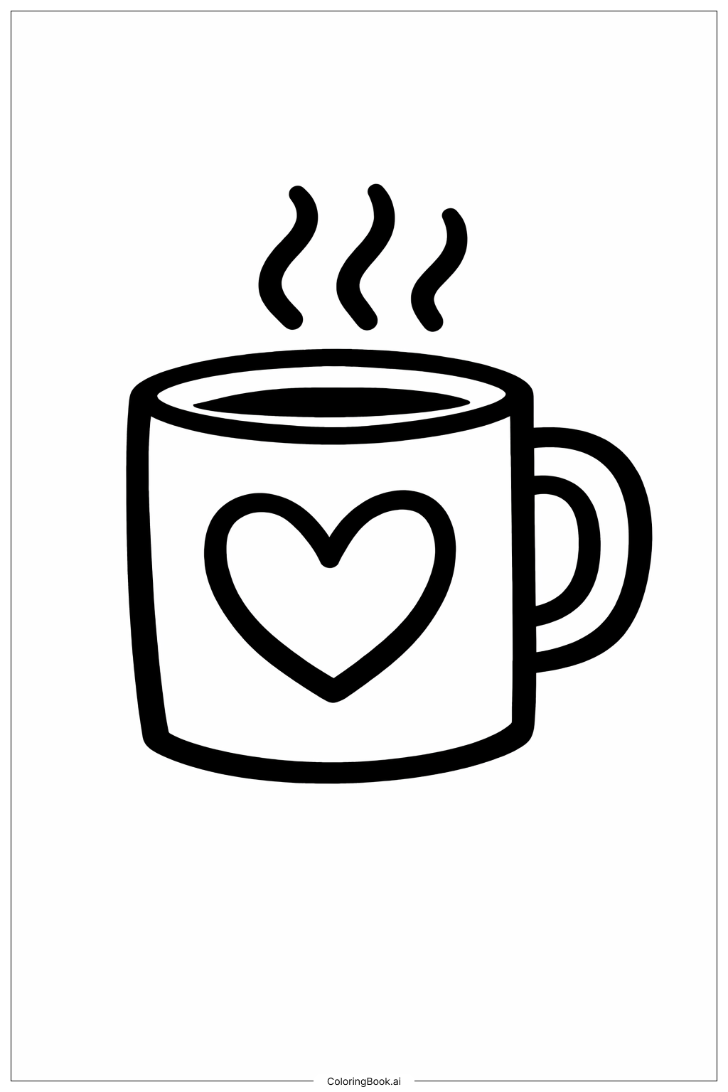  Página para colorir de Caneca Aconchegante de Fevereiro com Vapor 