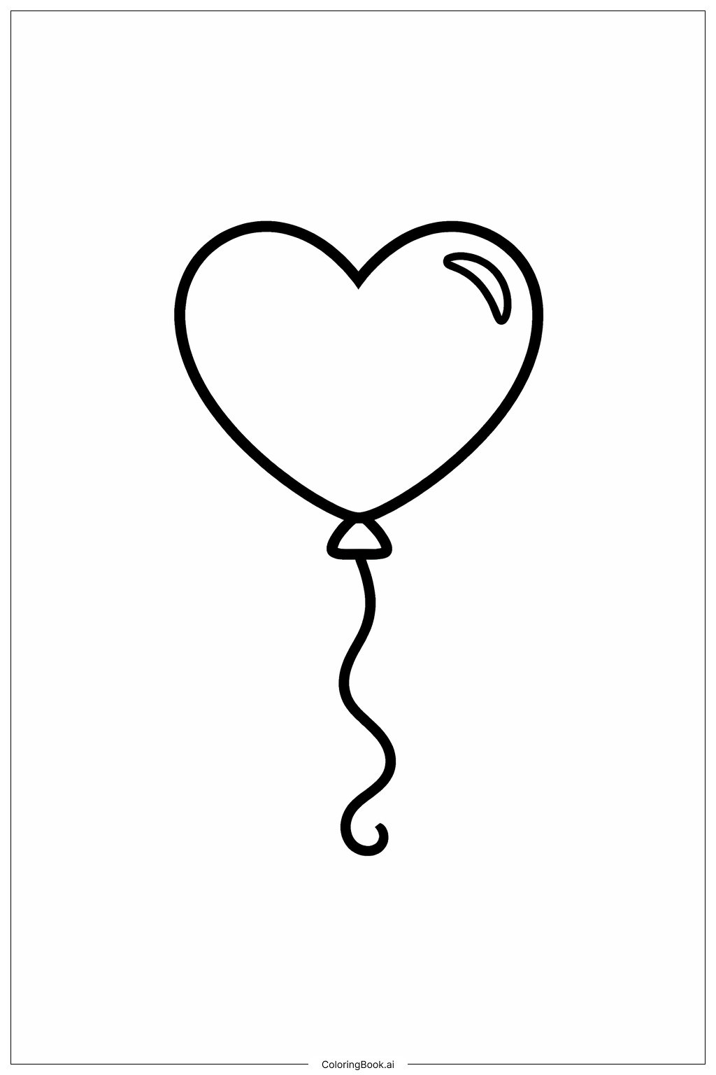  Página para colorir de Balão de Coração de Fevereiro 
