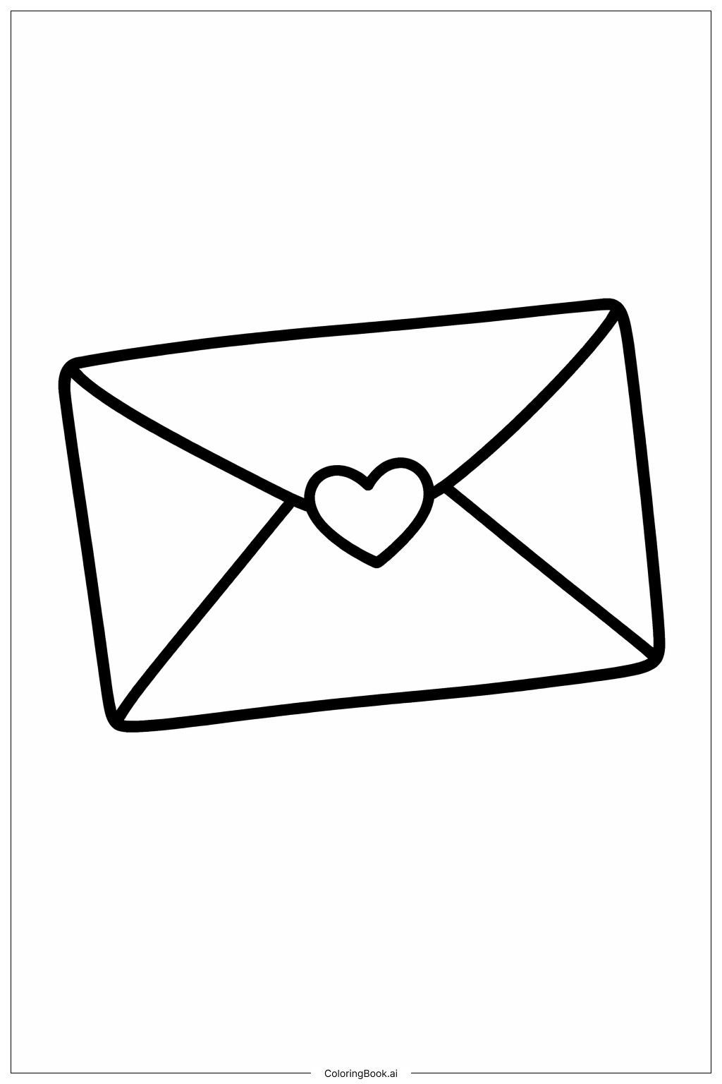  Página para colorir de Carta de Amor Simples de Fevereiro 