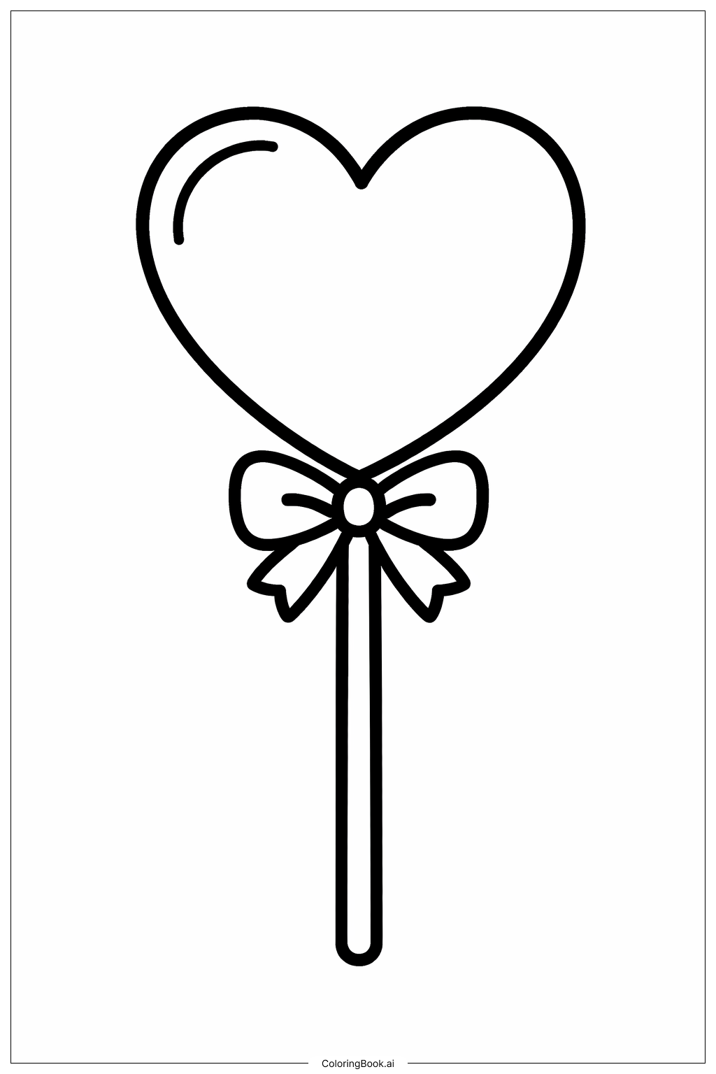  Página para colorir de Pirulito em Forma de Coração do Dia 14 de Fevereiro 