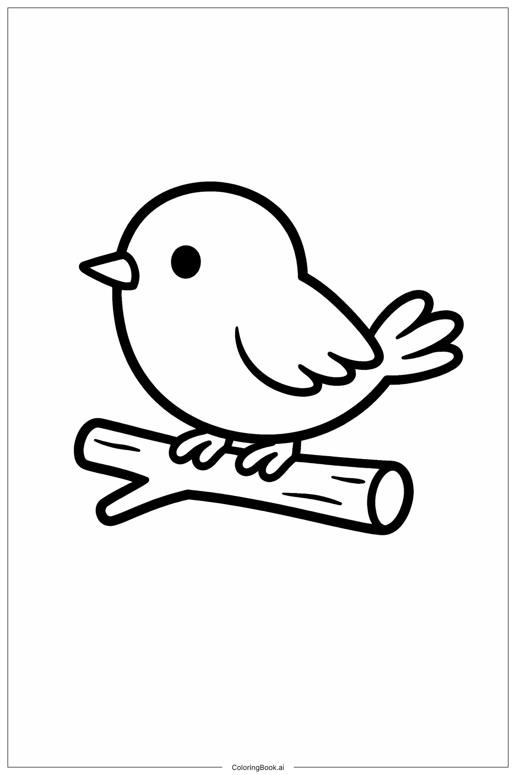  Página para colorir de Pequeno Pássaro no Galho de Fevereiro 