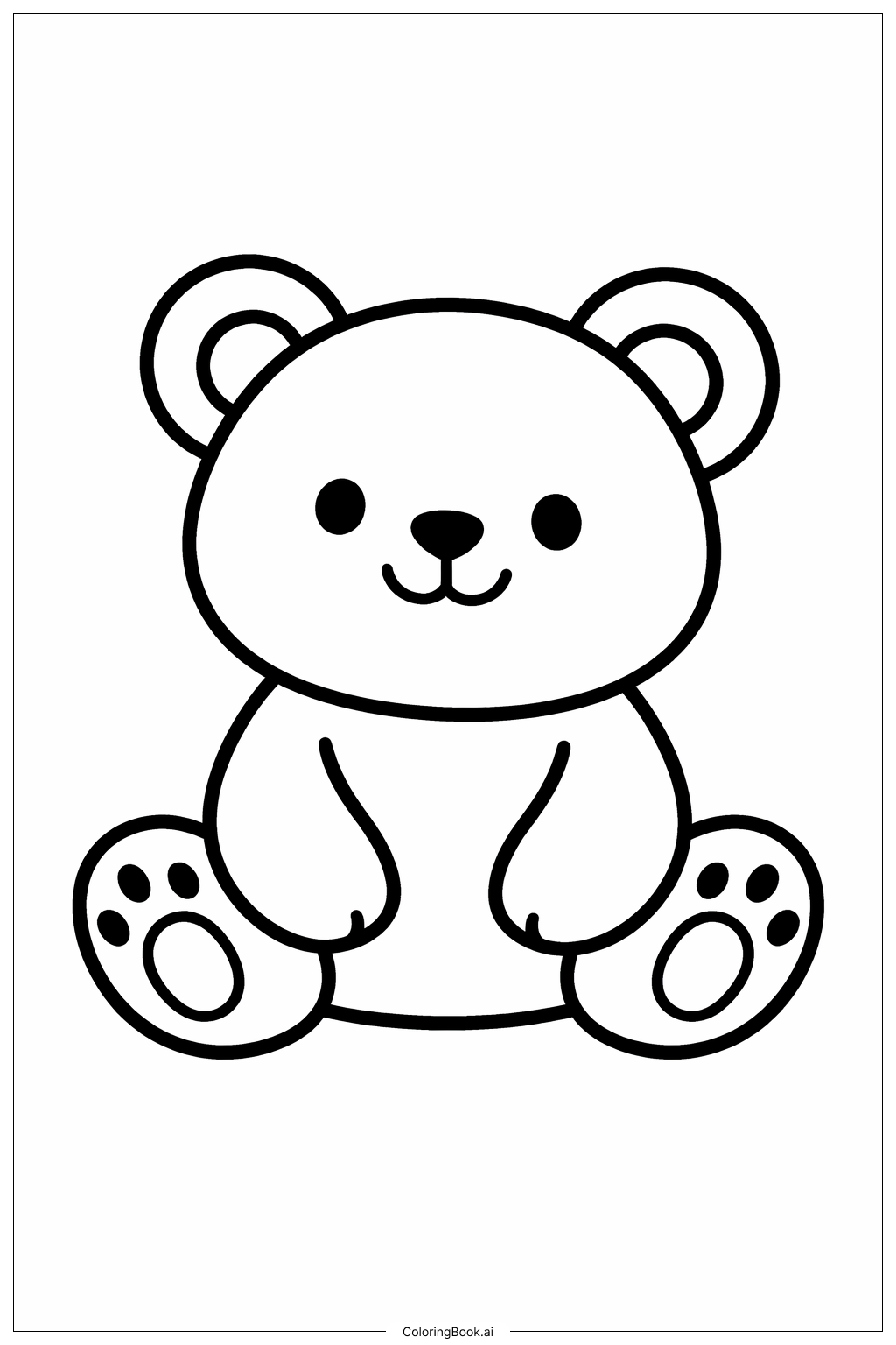  Página para colorir de Urso Sorridente de Fevereiro 