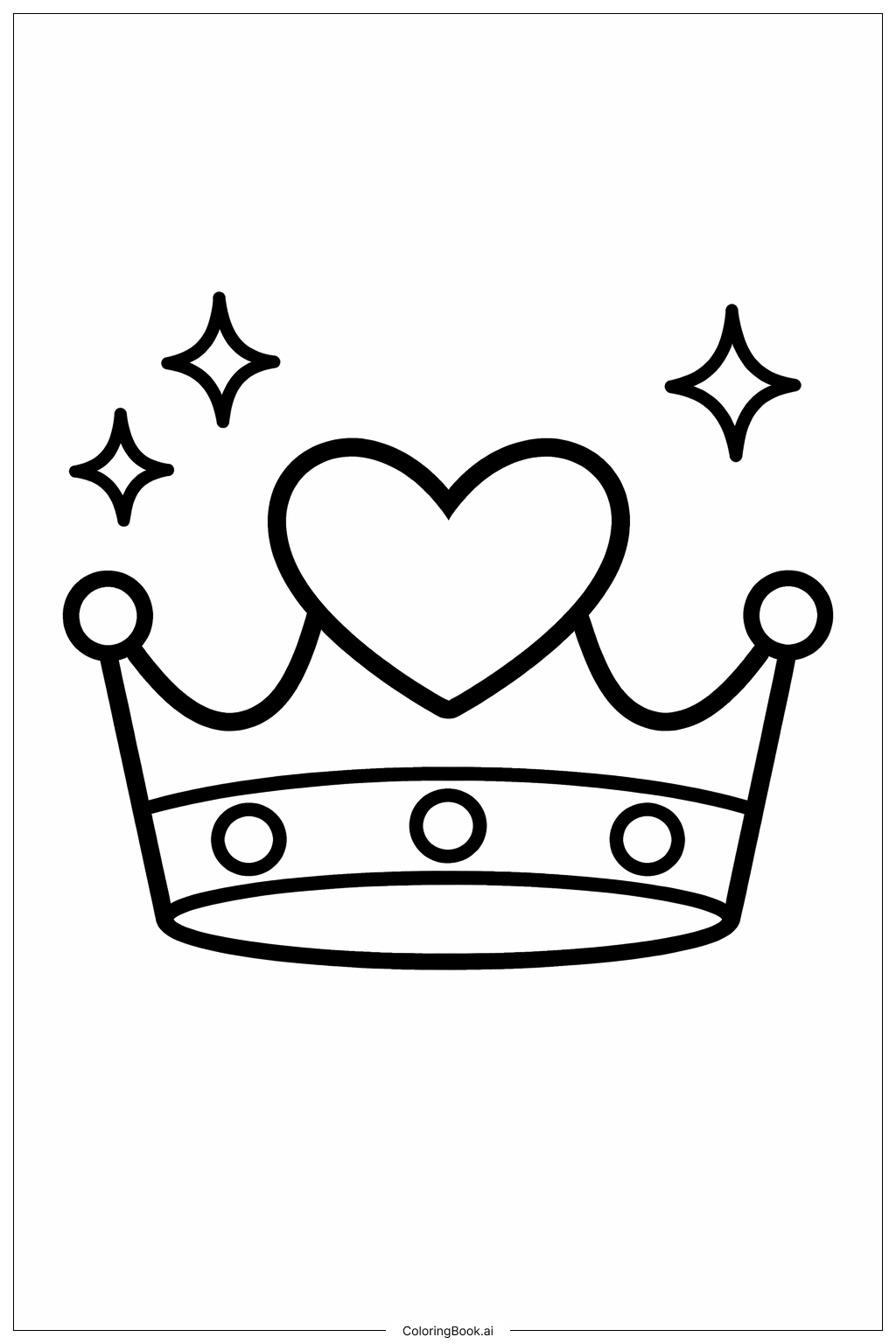  Página para colorir de Coroa de Coração Brilhante de Fevereiro 