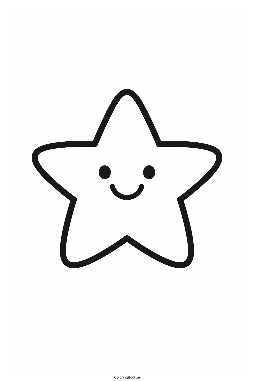  Página para colorir de Estrela de Fevereiro com Rosto Sorridente 