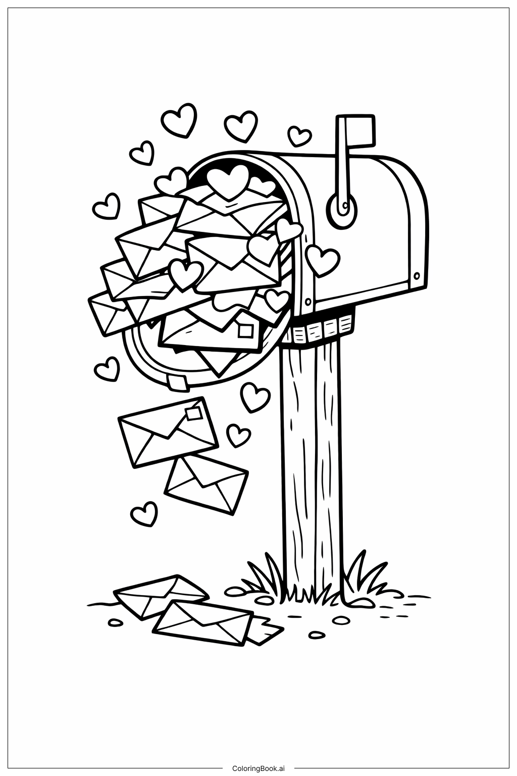  Page de coloriage Boîte aux lettres de la Saint-Valentin de février 