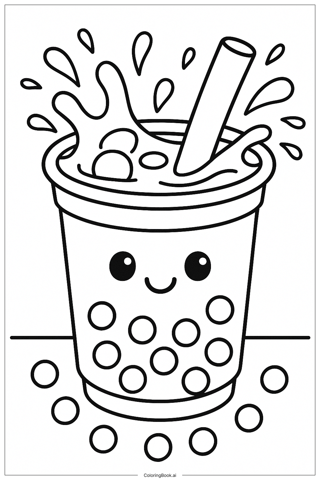  Boba Tea Splashing In Slow Motion Coloring Page 