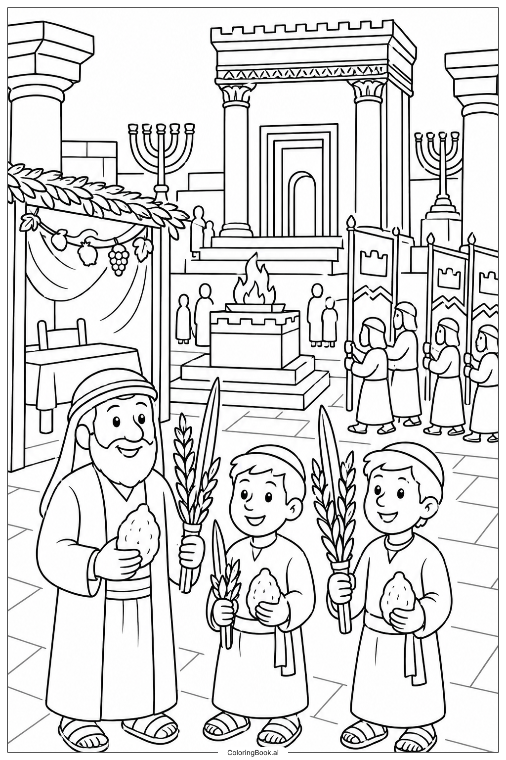  Trang tô màu Lễ Hội Sukkot Tại Beis Hamikdash 