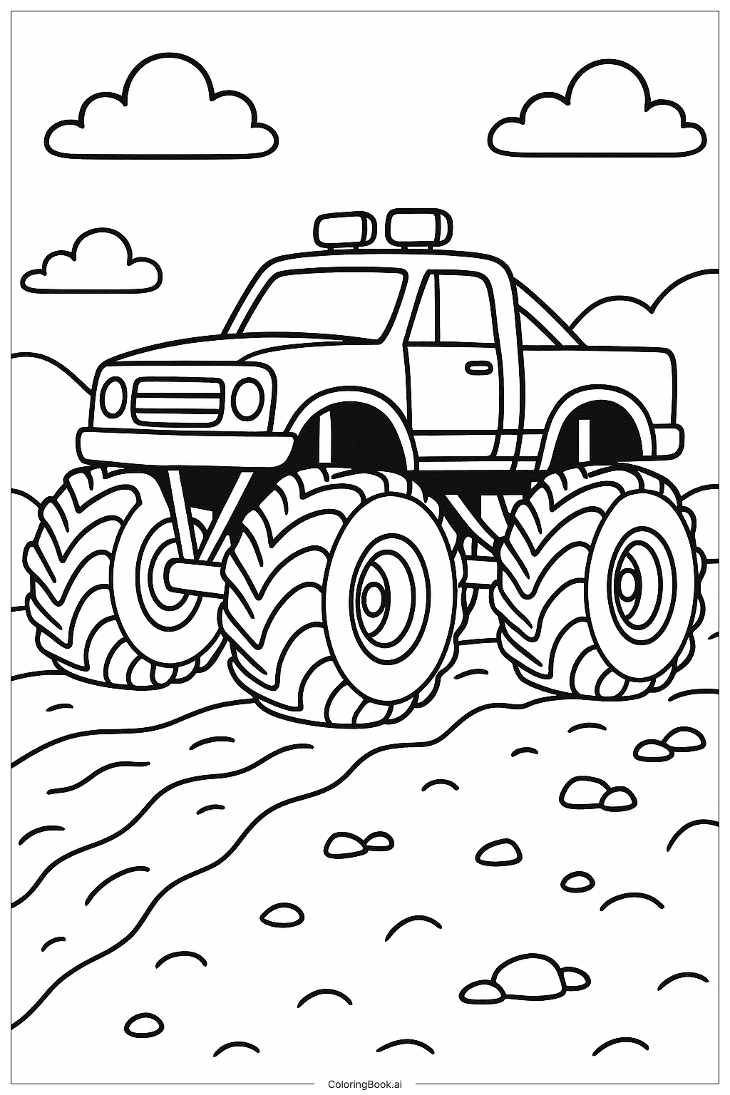 經典四輪驅動怪獸卡車著色頁