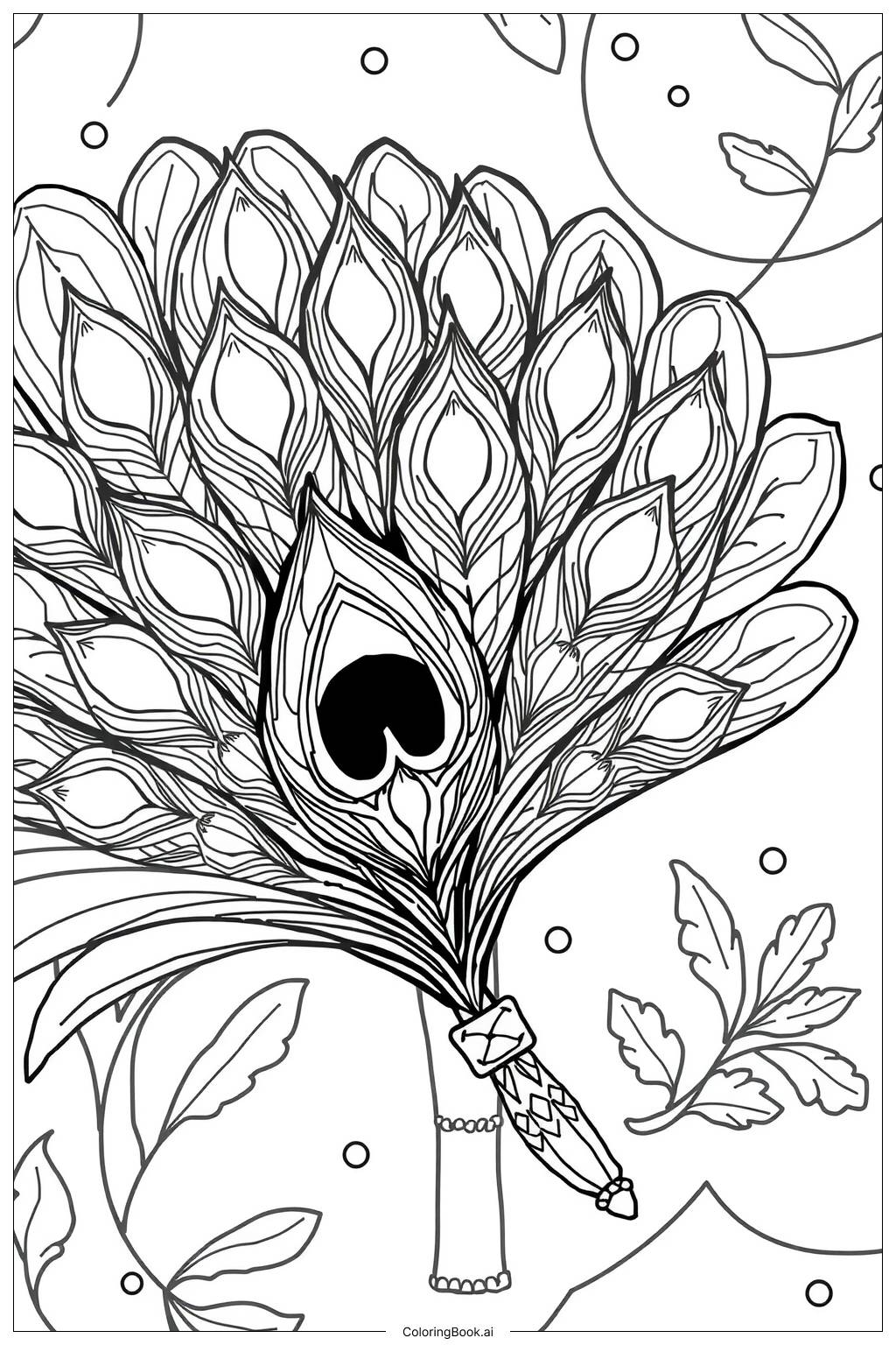  Page de coloriage  éventail en plumes de paon-2 