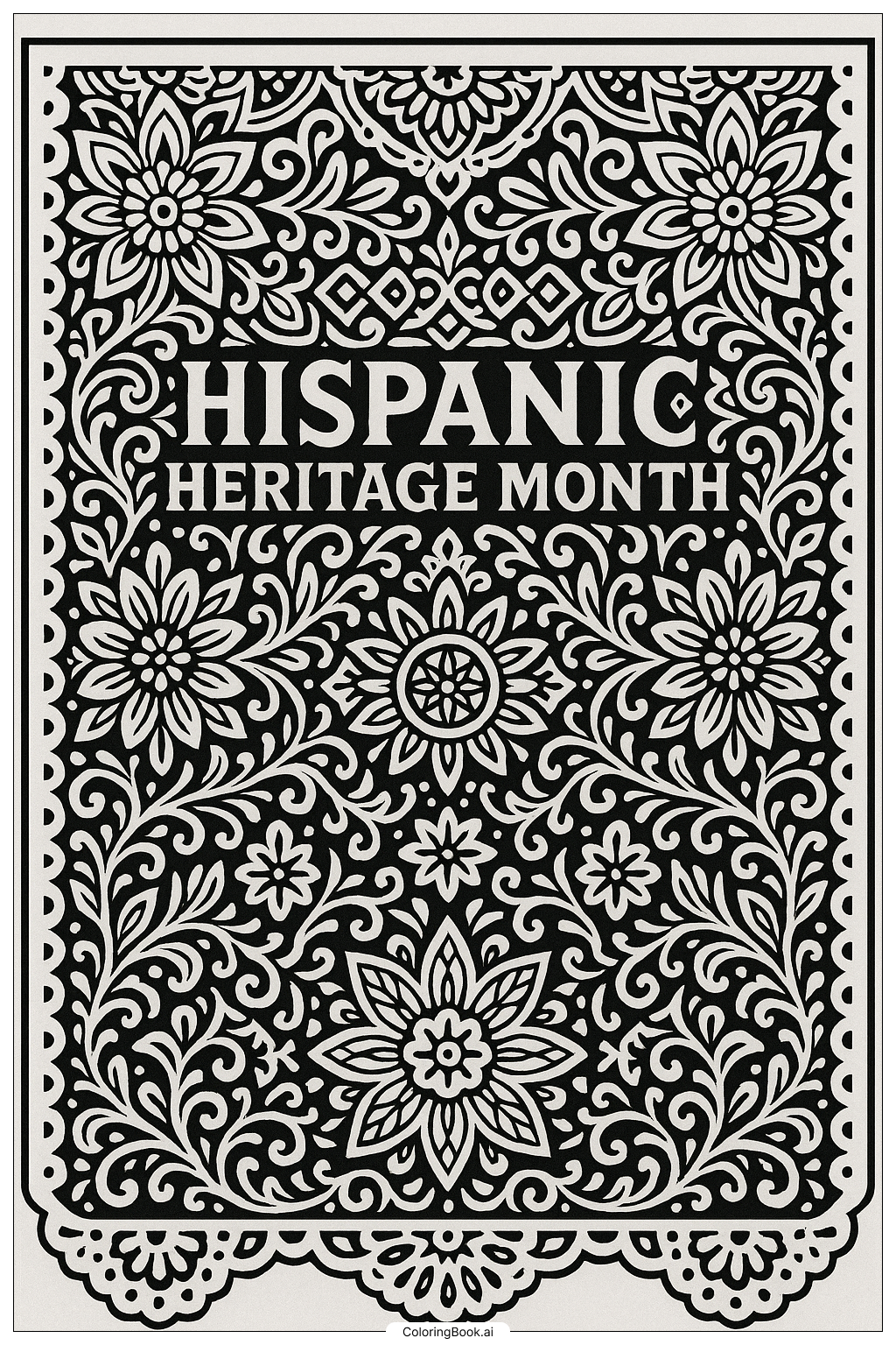  Ausgefeiltes Papel Picado für den Hispanischen Monat des Erbes Ausmalseite 