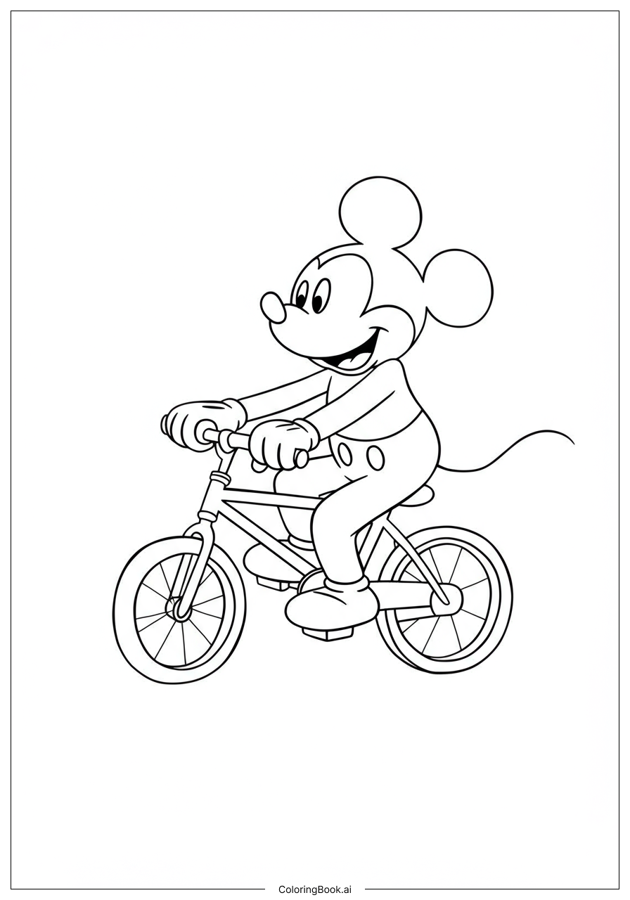  Trang tô màu Mickey Mouse Đạp Xe 