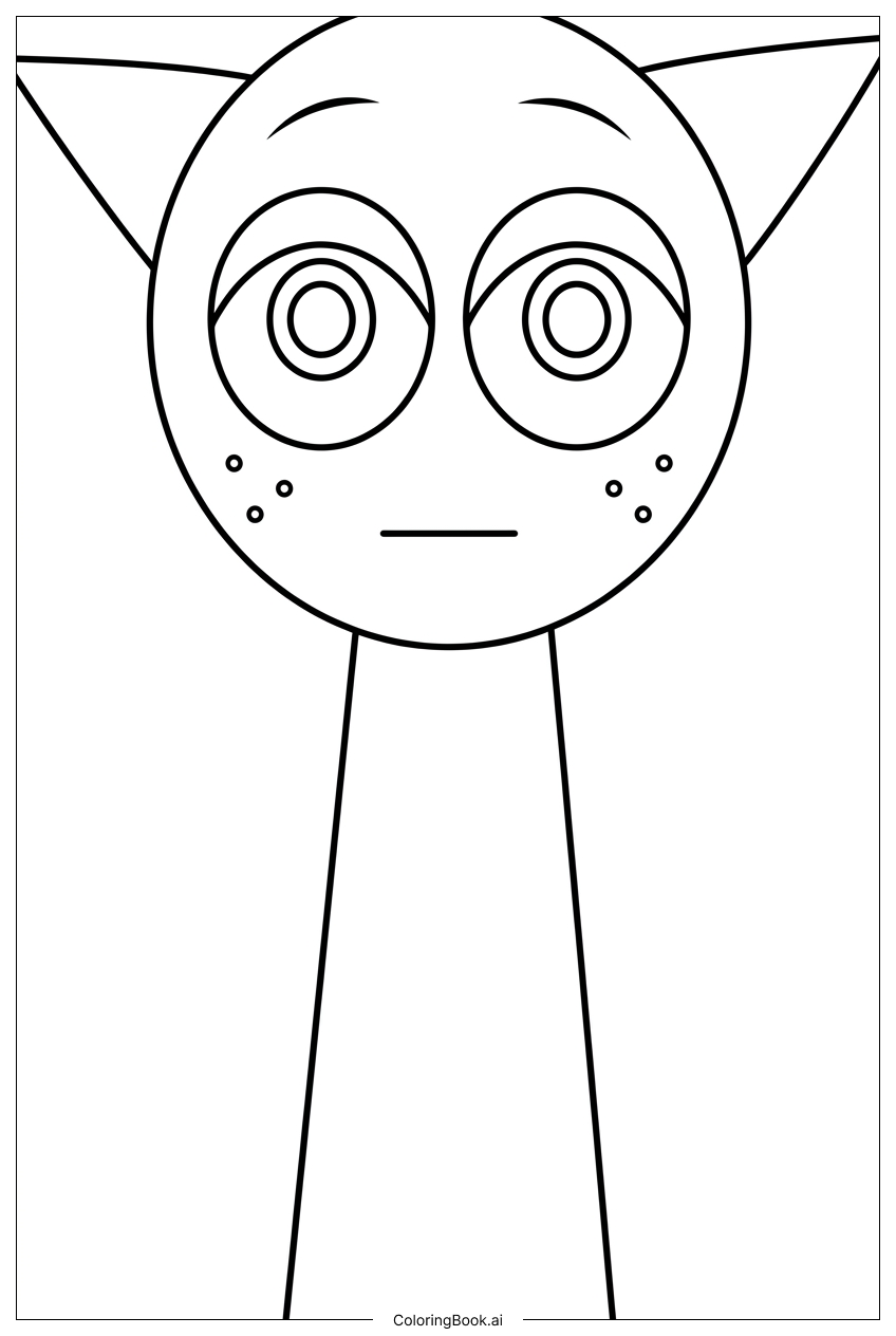 Page de coloriage Adolescent Sprunki aux oreilles de chat dans le silence